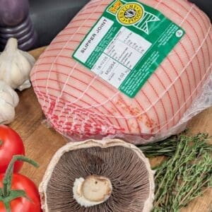 Gammon Slipper Joint with a selection of herbs and vegetables