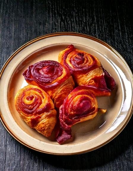 Beetroot, Bacon & Cheddar Bread Scrolls