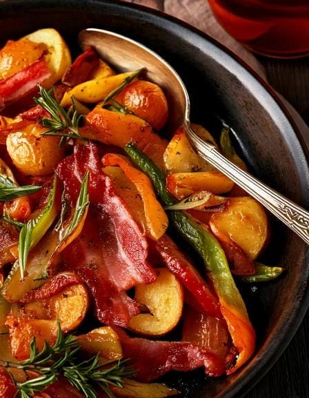 Christmas Vegetables with Bacon, Apples & Cider