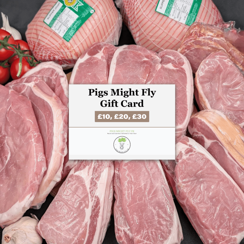 PMF Gift Card image with selection of bacon and gammon