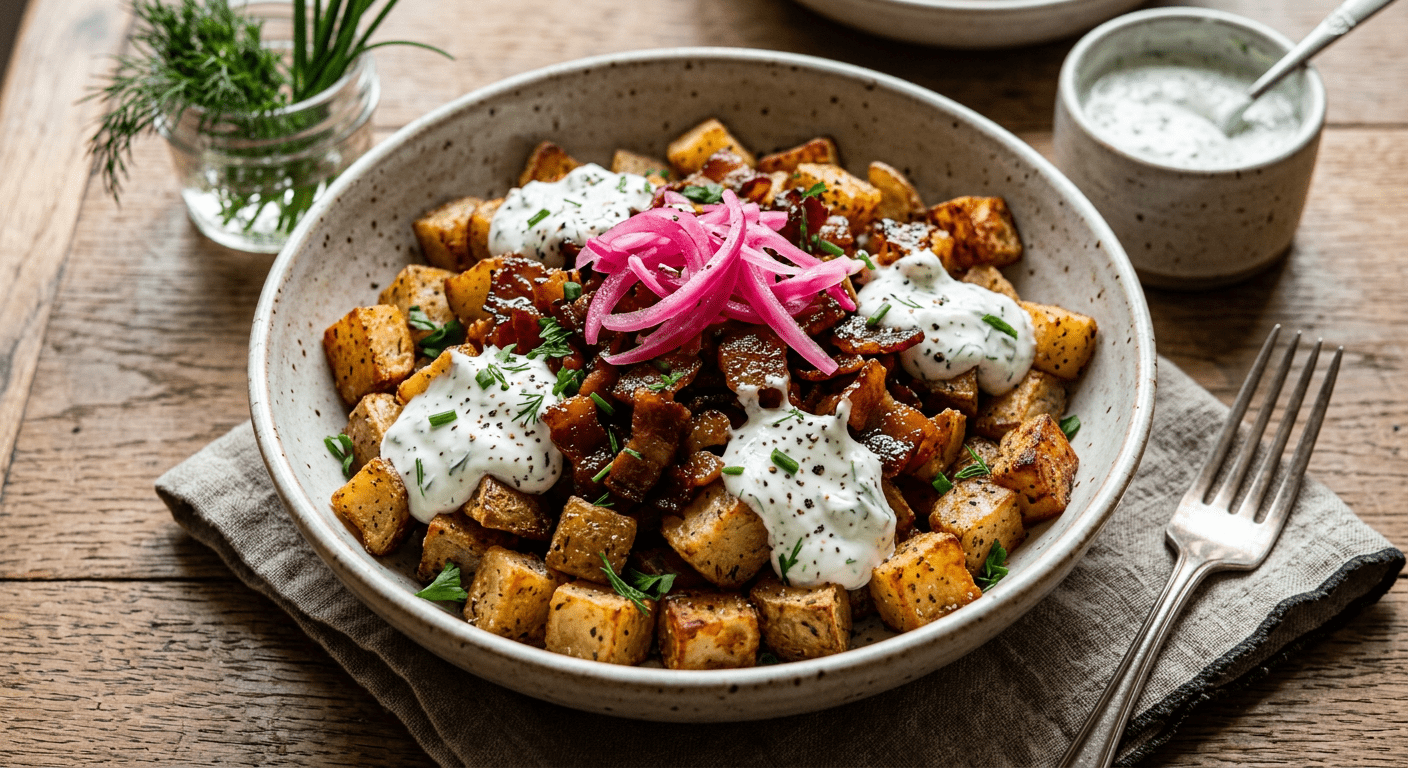 PMF Loaded Herby Potatoes With Maple-Glazed Bacon
